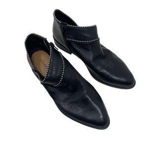 Lucky Brand Womens Perrma Leather Embellished Moto Ankle Boots Black Size 8M